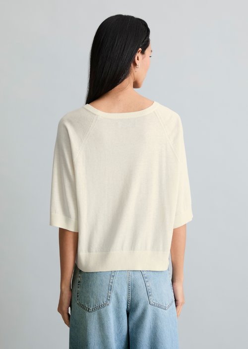 Relaxed short-sleeved sweater — Creamy White