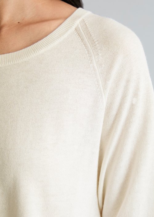Relaxed short-sleeved sweater — Creamy White