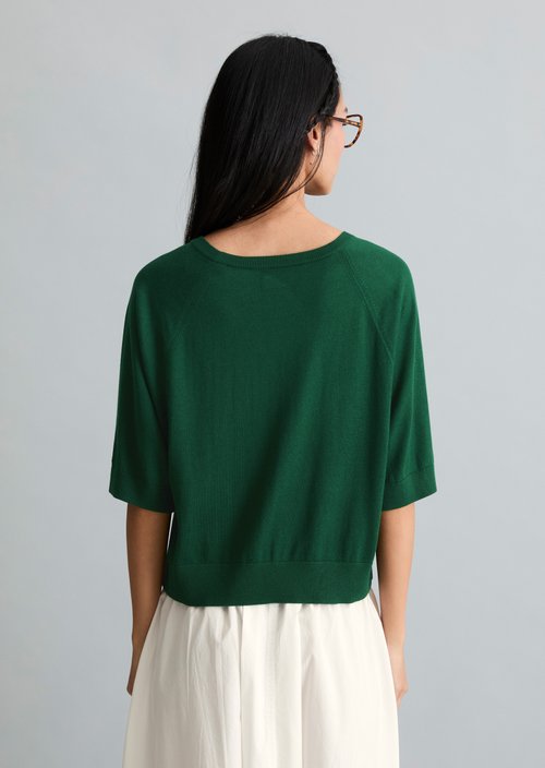 Relaxed short-sleeved sweater — Rich Emerald
