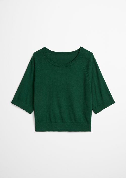 Relaxed short-sleeved sweater — Rich Emerald