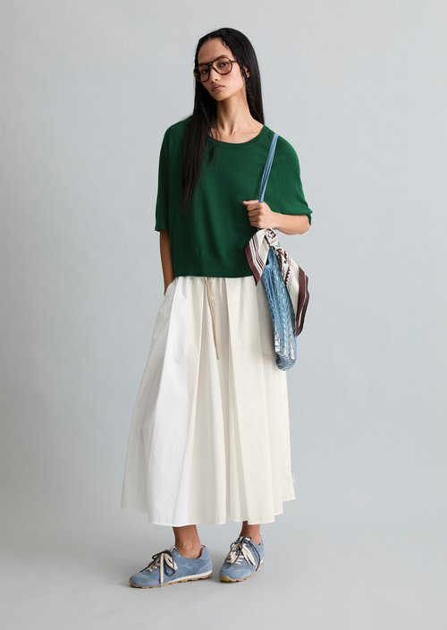 Relaxed short-sleeved sweater — Rich Emerald