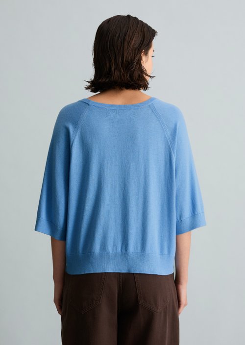 Relaxed short-sleeved sweater — Flaxflower Blue