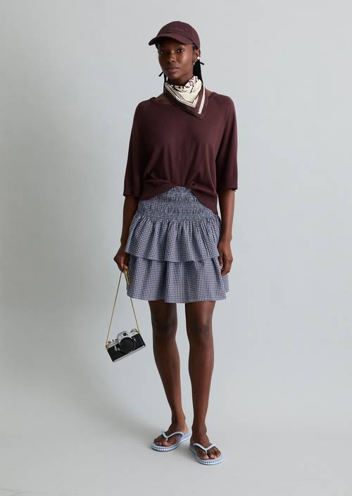 Pull à manches courtes relaxed Burnt Aubergine en vue de face