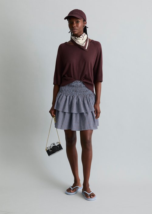 Relaxed short-sleeved sweater — Burnt Aubergine