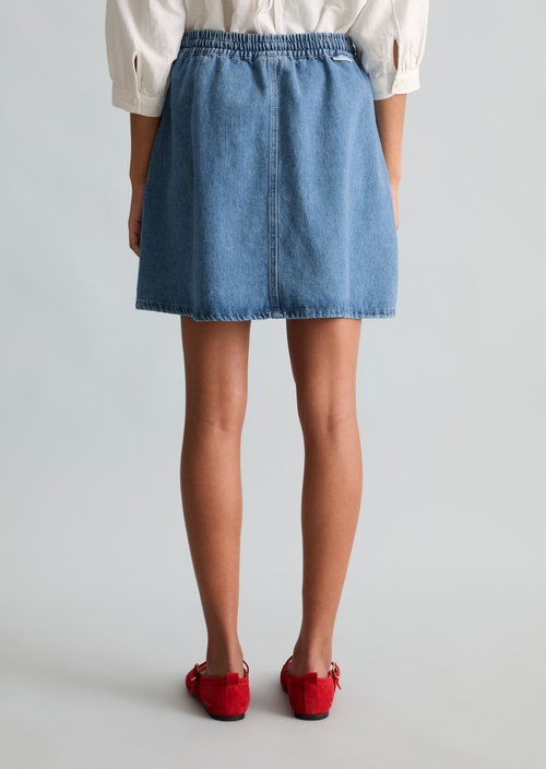 Short denim skirt A-shape — Medium Blue (alternate view)