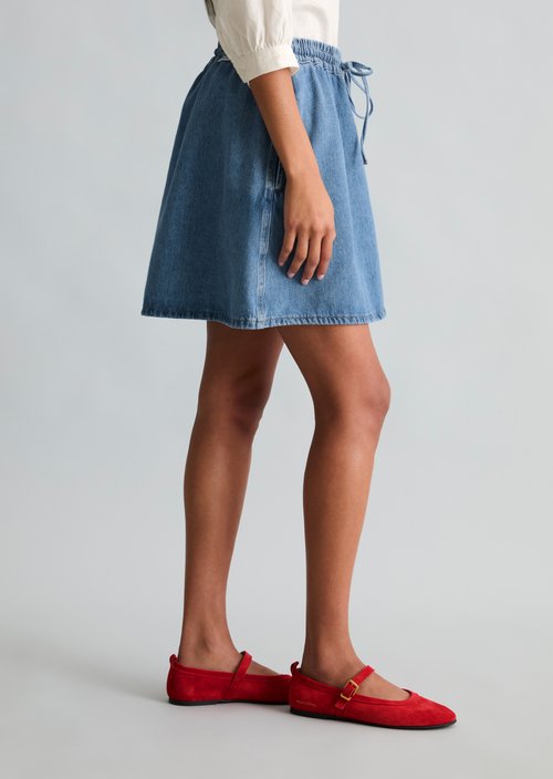 Short denim skirt A-shape — Medium Blue