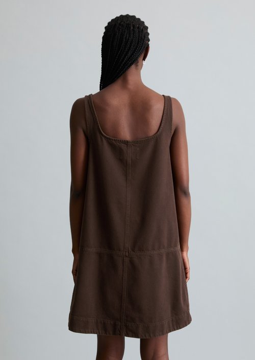 Loose denim mini dress — Shaded Brown