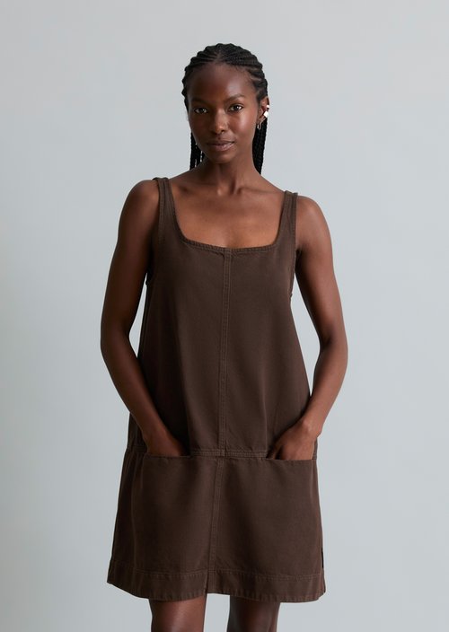 Loose denim mini dress — Shaded Brown