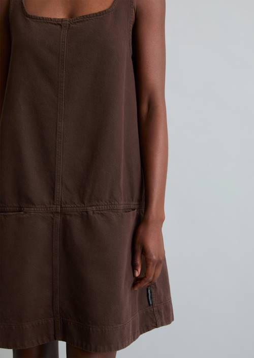 Loose denim mini dress made from an organic cotton/lyocell mix - brown | Mini dresses