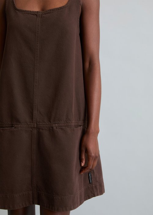 Loose denim mini dress — Shaded Brown