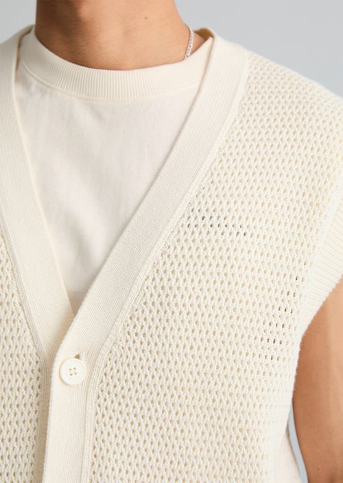 DfC Sleeveless cardigan relaxed — Creamy White