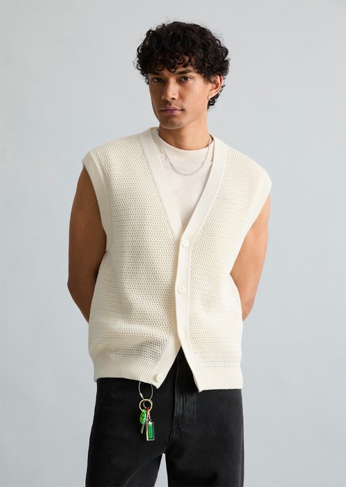 DfC Sleeveless cardigan relaxed — Creamy White