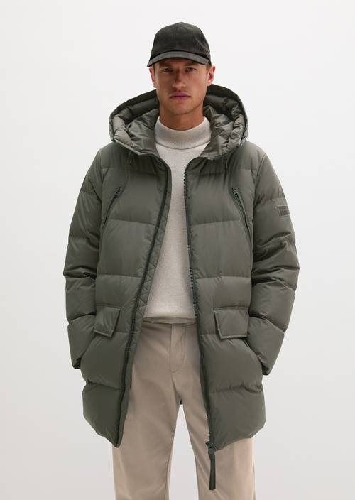 Regular-Fit Quilted Down Jacket Wooden Earth in front view