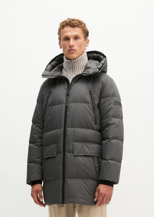 Regular-Fit Quilted Down Jacket — Charcoal
