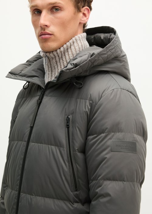 Regular-Fit Quilted Down Jacket — Charcoal
