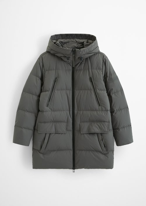 Regular-Fit Quilted Down Jacket — Charcoal