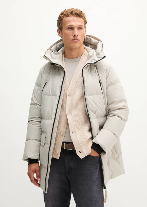 Regular-Fit Quilted Down Jacket Linen Beige in front view