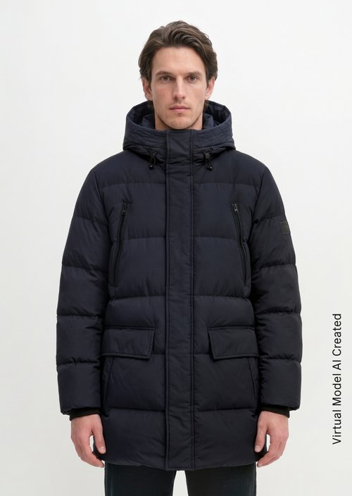 Regular-Fit Quilted Down Jacket — Dark Navy