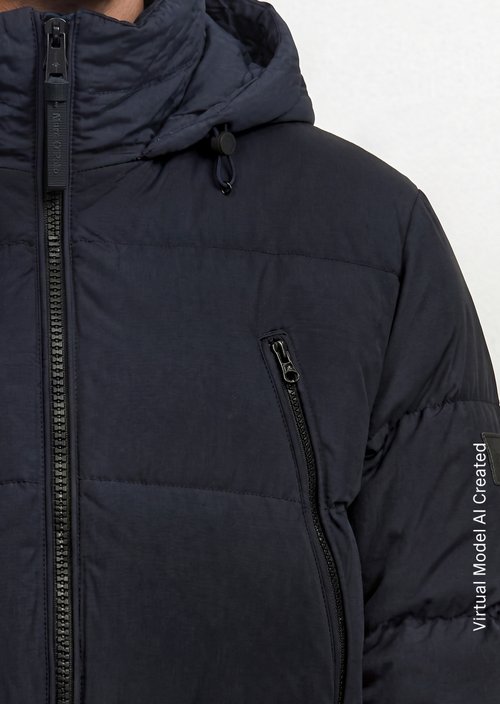 Regular-Fit Quilted Down Jacket — Dark Navy