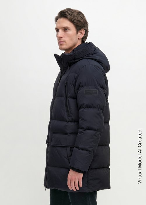 Regular-Fit Quilted Down Jacket — Dark Navy