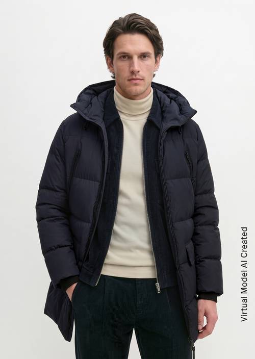 Regular-Fit Quilted Down Jacket Dark Navy in front view