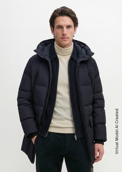 Regular-Fit Quilted Down Jacket — Dark Navy