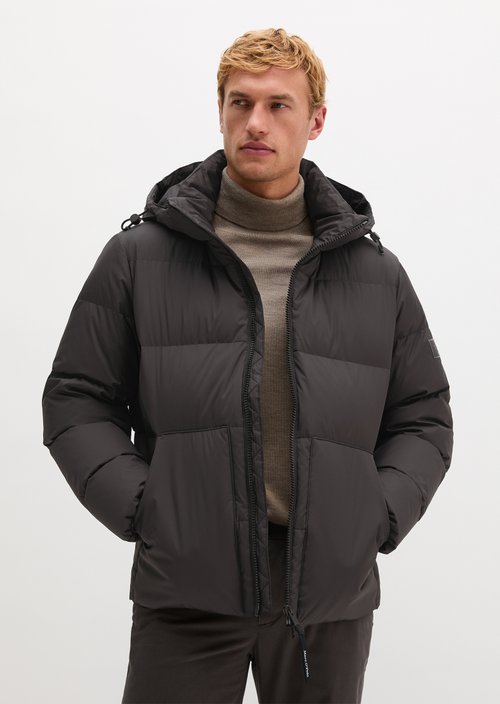 Regular-Fit Quilted Down Jacket — Black
