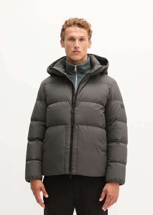 Regular-Fit Quilted Down Jacket — Charcoal