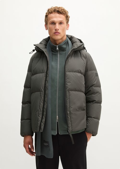 Regular-Fit Quilted Down Jacket — Charcoal