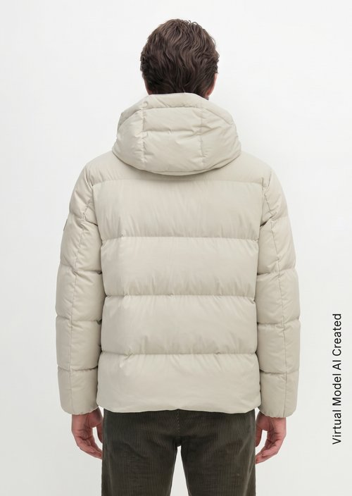 Regular-Fit Quilted Down Jacket — Linen Beige