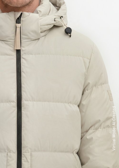 Regular-Fit Quilted Down Jacket — Linen Beige