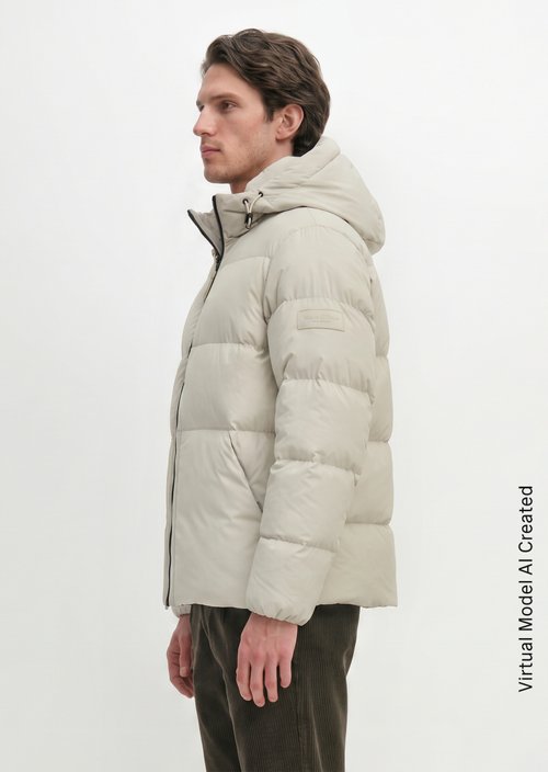 Regular-Fit Quilted Down Jacket — Linen Beige