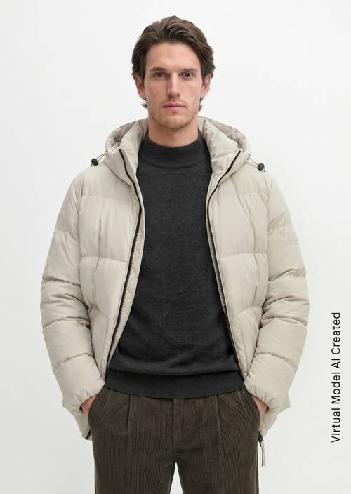 Regular-Fit Quilted Down Jacket Linen Beige in front view