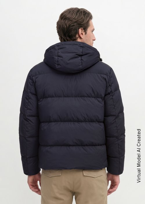 Regular-Fit Quilted Down Jacket — Dark Navy