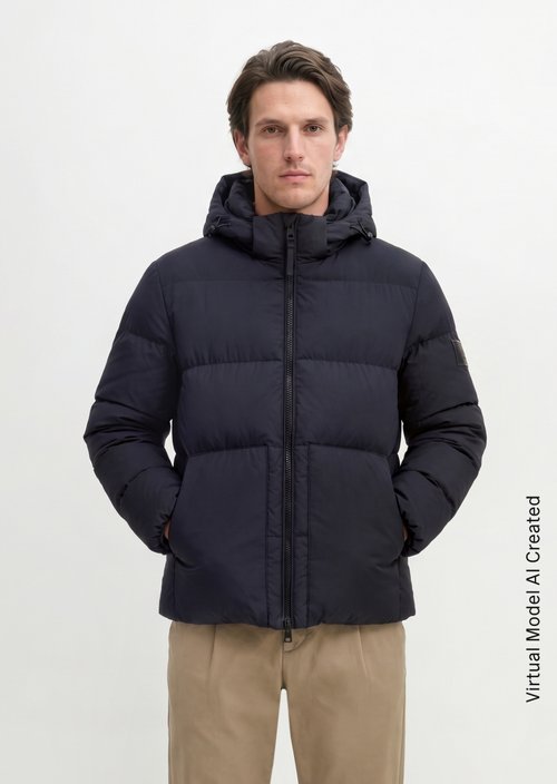 Regular-Fit Quilted Down Jacket — Dark Navy