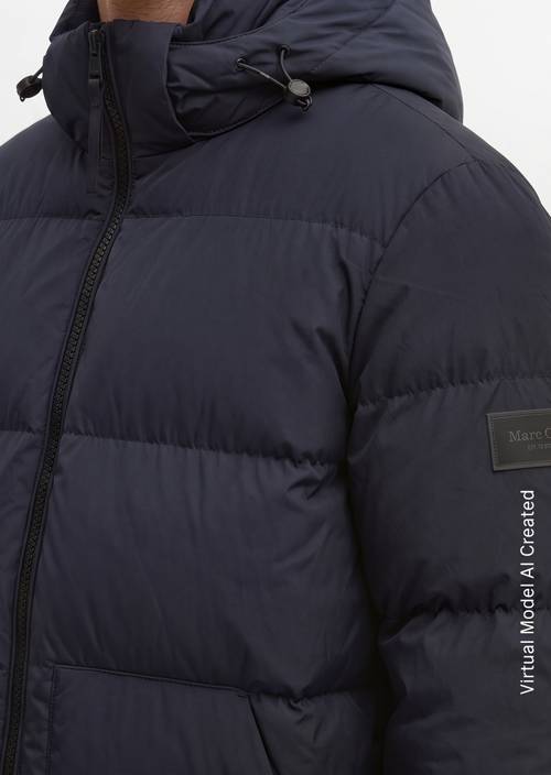 Regular-Fit Quilted Down Jacket Dark Navy in detail view