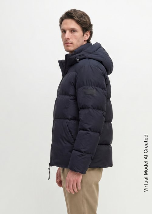 Regular-Fit Quilted Down Jacket — Dark Navy