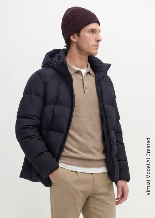 Regular-Fit Quilted Down Jacket Dark Navy in front view