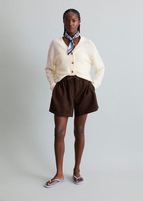 Leather shorts regular — Burnt Aubergine