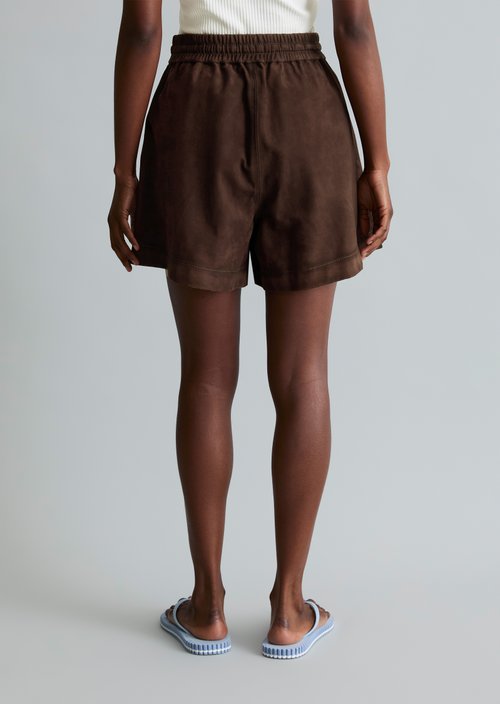 Leather shorts regular — Burnt Aubergine