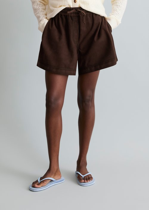 Leather shorts regular — Burnt Aubergine
