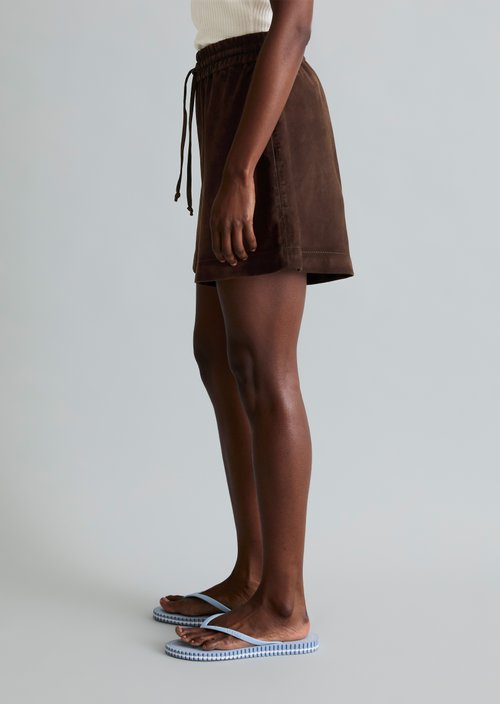 Leather shorts regular — Burnt Aubergine