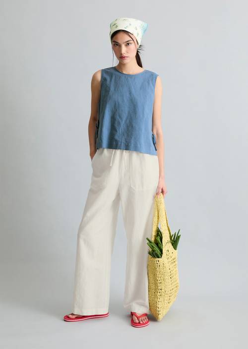 Pantalon à enfiler regular Silky White en vue de face