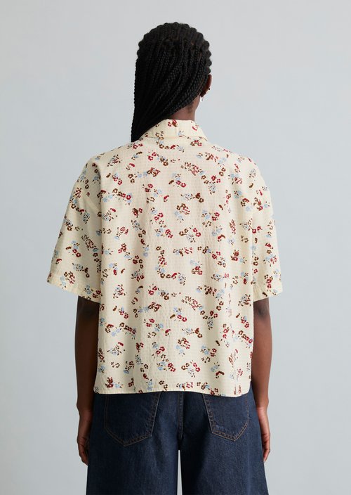 Relaxed print short-sleeved blouse — Offwhite