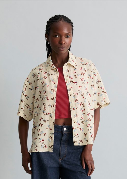 Relaxed print short-sleeved blouse — Offwhite