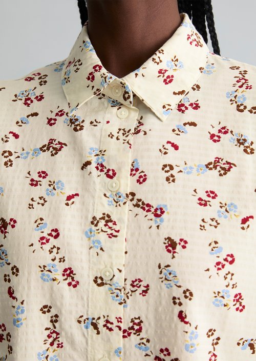 Relaxed print short-sleeved blouse — Offwhite