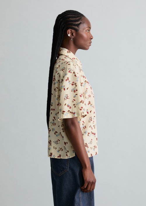 Relaxed print short-sleeved blouse — Offwhite