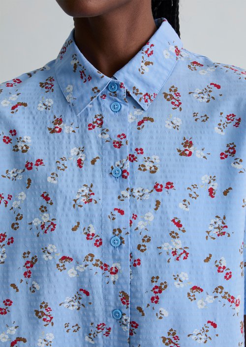 Relaxed print short-sleeved blouse — Light Blue