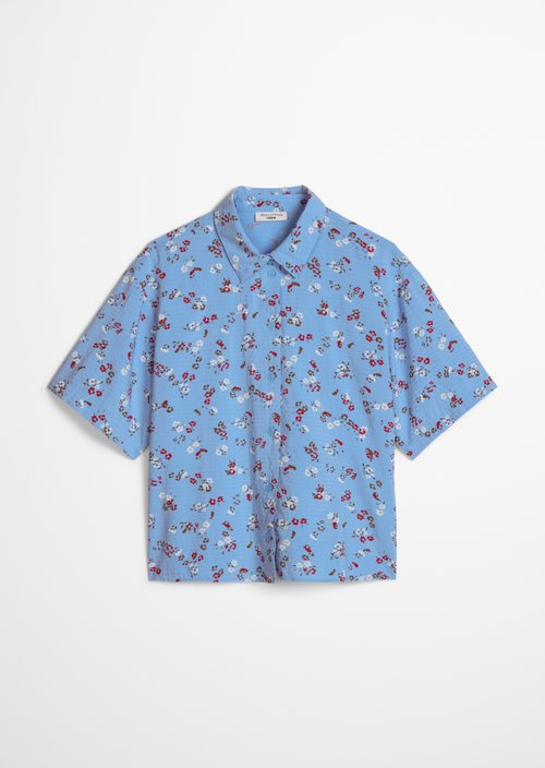 Relaxed print short-sleeved blouse — Light Blue