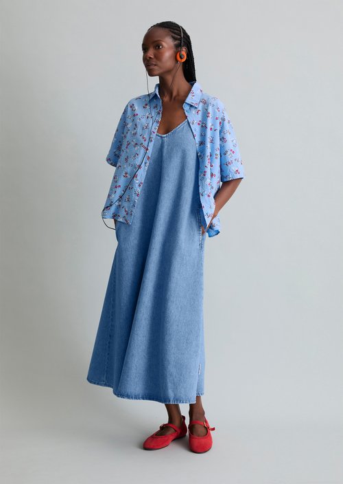 Relaxed print short-sleeved blouse — Light Blue